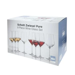 Schott Zwiesel Pure 4 Red Wine + 4 White Wine Glasses, Boxed Set - Red: H: 9.6" Cap: 18.2oz. and White: H:9.1", Cap: 13.8oz.