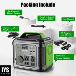 iFanze 300W Portable Power Station, 296Wh 80000mAh Outdoor Solar Generator Quick Charge 110V AC Outlets DC Ports
