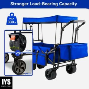 Collapsible Garden Wagon Cart with Removable Canopy, VECUKTY Foldable Wagon Utility Carts