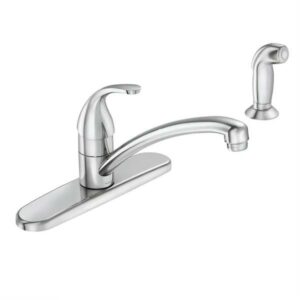 Moen Adler Chrome Single Handle Low-arc Kitchen Faucet with Sprayer (Deck Plate and Side Spray Included)