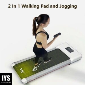 YDZJY 300lb Walking Pad,40*16 Walking Area 2.5HP Under Desk Treadmill,2 in 1 Treadmill, White