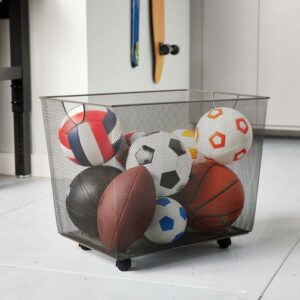 Design Ideas Mesh Rolling Storage Bin with Handles