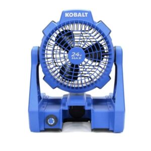 Kobalt 7-in 24-Volt 5-Speed High Velocity Indoor or Outdoor Blue Personal Fan (Battery and Charger Not Included)