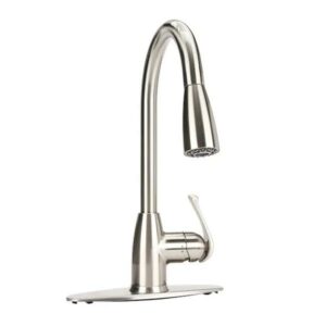 Project Source Tucker Stainless Steel Single Handle Pull-down Kitchen Faucet with Sprayer (Deck Plate Included)