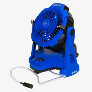 Kobalt 7-in 3-Speed Indoor or Outdoor Blue Misting Floor Fan (Battery and Charger Included)