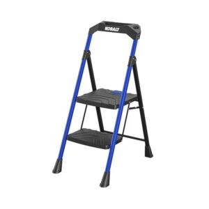 Kobalt 2-Step 300-lb Capacity Black Steel Foldable Step Stool