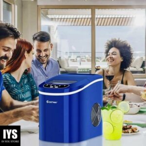 Costway Portable Compact Electric Ice Maker Machine Mini Cube 26lb/Day ABS Navy