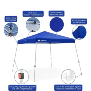 Ozark Trail 10' x 10' Instant Slant Leg Pop-up Canopy Outdoor Shading Shelter, Blue