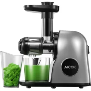 HOUSNAT Juicer Machines, Slow Masticating Juicer with Higher Juice Yield and Drier Pulp for Vegetables and Fruits- Easy to Use and Clean | 150-Watt | Quiet Motor & Reverse Function | BPA-Free(Galaxy Grey)