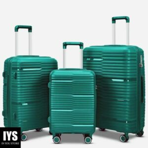 3 Piece Luggage Sets, pp Hardside Suitcase Set, TSA Lock, Lake Blue