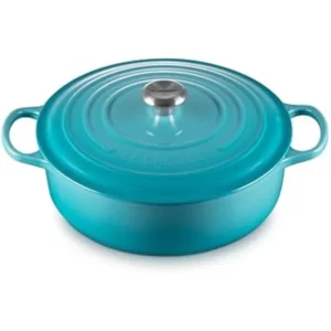 Le Creuset Enameled Cast Iron Signature Round Wide Dutch Oven, 6.75 qt., -Color:Caribbean