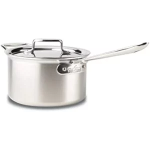 All-Clad D5 5-Ply Stainless Steel Sauce Pan 4 Quart Induction Oven Broiler Safe 600F Pots and Pans, Cookware Silver-Color: Stainless Steel-Size: 4-quart
