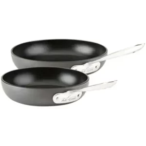 All-Clad HA1 Hard Anodized Nonstick Fry Pan Set 2 Piece, 8, 10 Inch Induction Oven Broiler Safe 500F, Lid Safe 350F Pots and Pans, Cookware Black - 2-Piece (8-inch & 10-inch)  -HA1