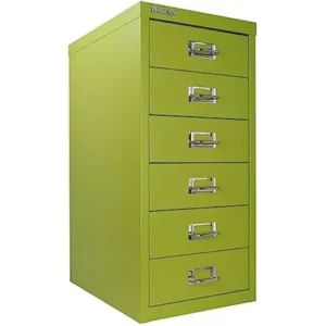 Bisley 6 Drawer Steel Under-Desk Multidrawer Storage Cabinet, Green (MD6-GR) -6 Drawer