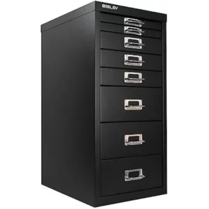 Bisley 8 Drawer Steel Under-Desk Multidrawer Storage Cabinet, Black (MD8-BK) - 8 Drawer