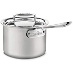 All-Clad D5 5-Ply Brushed Stainless Steel Sauce Pan 2 Quart Induction Oven Broiler Safe 600F Pots and Pans, Cookware Silver-Color: Stainless Steel-Size: 2-quart