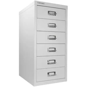 Bisley 6 Drawer Steel Under-Desk Multidrawer Storage Cabinet, Light Gray (MD6-LG) -6 Drawer
