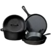 Lodge Seasoned Cast Iron 5 Piece Bundle. 10.5" Griddle, 8" Skillet, 10.25" Skillet, 10.25" Dutch Oven, and 10.25" Lid,Black- 5 Piece- Bundle