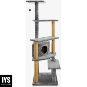 EveryYay Essentials Grey Lookout Loft 5-Level Cat Tree with Condo, 25.3" L X 23.8" W X 63" H