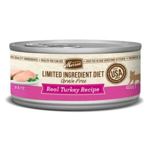 Merrick Limited Ingredient Diet Premium Grain Free And Natural Canned Pate Wet Cat Food, Turkey Recipe(5-oz, case of 24)