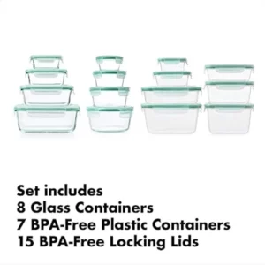 OXO Good Grips 30 Piece Smart Seal Glass & Plastic Container Set-Size: 30 Piece-Color:Round