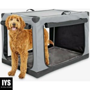 EveryYay Essentials Portable Canvas Dark Grey Dog Crate, 42" L X 27" W X 26" H