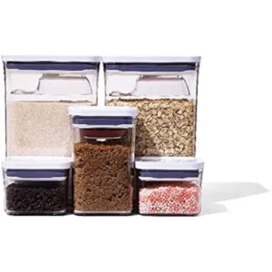 OXO Good Grips 8-Piece Baking Essentials POP Container Set, White-Color:Clear