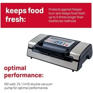 Nesco Deluxe Food VS-12 Vacuum Sealer, 130 Watts, Kit Bags & Viewing Lid, Compact, Silver -Vacuum Sealer Bundles with this item