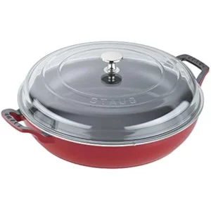 STAUB Braiser with Glass Lid, 3.5-Qt-Color:Cherry