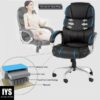BestOffice Ergonomic Executive High Back PU Leather Office Gaming Massage Chair with Lumbar Support Headrest Armrest Swivel, Metal Base