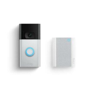 Ring Video Doorbell - Satin Nickel + Chime Bundle