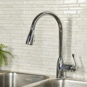 Project Source Tucker Chrome Single Handle Pull-down Kitchen Faucet with Sprayer (Deck Plate Included)