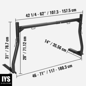 BENTISM Truck Rack 800lbs Capacity Adjustable Width 46"-71" Truck Bed Rack Alloy Steel Pick up Truck Ladder