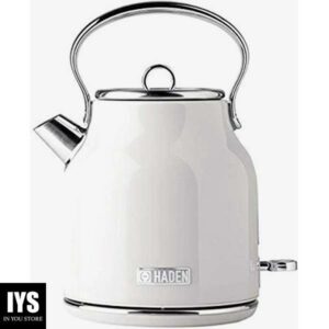 Haden 75012 Heritage 1.7 Liter (7 Cup) Stainless Steel Electric Kettle with Auto Shut-Off and Boil Dry Protection, Ivory