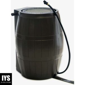 FCMP Outdoor RC4000 50-Gallon Heavy-Duty Outdoor Home Rain Catcher Barrel Water Container with Spigots and Mesh Screen, Brown