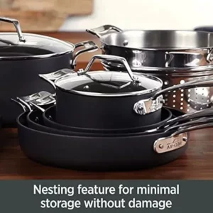 All-Clad Essentials Hard Anodized Nonstick Sauce Pan Set 4 Piece, 2.5, 4 Quart Oven Broiler Safe 500F Pots and Pans, Cookware Black - Black - 4-Piece
