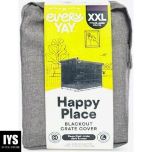 EveryYay Happy Place Grey Blackout Dog Crate Cover, 49" L X 31" W X 31" H