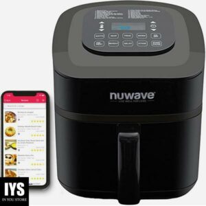 Nuwave Brio 7-in-1 Air Fryer Oven, 7.25-Qt with One-Touch Digital Controls, 50°- 400°F Temperature Controls in 5° Increments, Linear Thermal (Linear T) for Perfect Results, Black