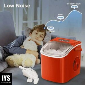 AGLUCKY Portable Ice Maker Countertop, Red