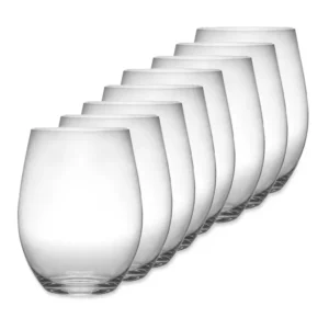 Riedel O Cabernet and Viognier Wine Stemless Glass Set, 6 + 2 Free -CAB: H: 4 7/8" Cap: 21.1oz and CHARD: H: 3 7/8", Cap 11.1oz.