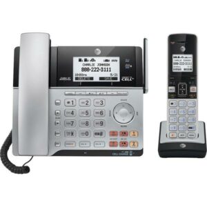 AT&T - TL86103 DECT 6.0 2-Line Expandable Corded/Cordless Phone with Bluetooth Connect to Cell and Answering System - Silver/Black
