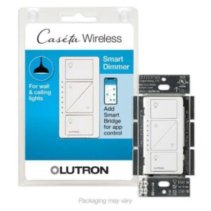 Lutron Caseta Smart Lighting Single-pole/3-way Smart with LED Decorator Light Dimmer Switch, White