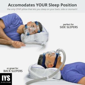 Contour CPAPMax 2-in-1 Cooling Plush CPAP Comfort Pillow - Reduce Air Leaks, Hose Tangles, Mask Discomfort & Adjust Thickness, for Side, Stomach, Back Sleepers, All Masks - Works 1st Night
