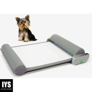 BrilliantPad Self-Cleaning, Automatic Indoor Dog Potty for Puppies and Small Dogs | Original Roll w/Plastic Rod & Caps Incl (Original 2.0 Machine w/Drip Lip, Gray)