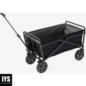 Seina Heavy Duty Steel Compact Collapsible Folding Outdoor Portable Utility Cart Wagon w/All Terrain Rubber Wheels and 150 Pound Capacity, Black/Grey