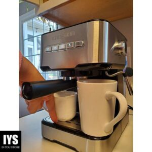 Chefman 6-in-1 Espresso Machine with Steamer, One-Touch Single or Double Shot Espresso Maker, Coffee Maker, Cappuccino Machine, Latte Maker, Built-In Milk Frother Coffee Machine, Stainless Steel