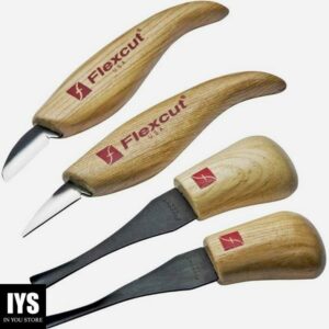 Flexcut Beginner Palm & Knife Set, All-Purpose Cutting Knife and Detail Knife Included, with 2 Palm Tools (KN600)