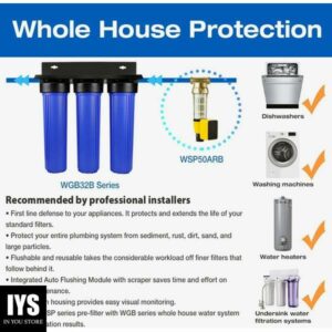 iSpring WGB32B 3-Stage Whole House Water Filtration System w/ 20-Inch Sediment and Carbon Block Filters