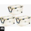 Sterilite 120 Quart Clear Plastic Wheeled Storage Container Box Bin, (3 Pack)