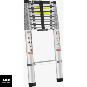 VEVOR Telescoping Ladder, 15 FT Aluminum One-Button Retraction Collapsible Extension Ladder, 400 LBS Capacity
